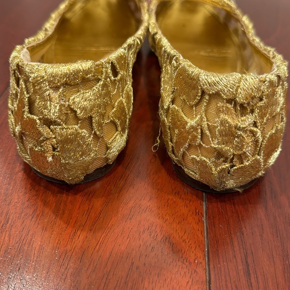 Dolce & Gabbana gold Lace Crystal Ballet Flats Loafers Shoes - Picture 7 of 8